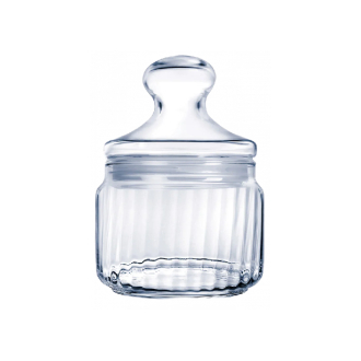 Luminarc Striped Glass Jar 0.5L with Lid, Transparent V9601