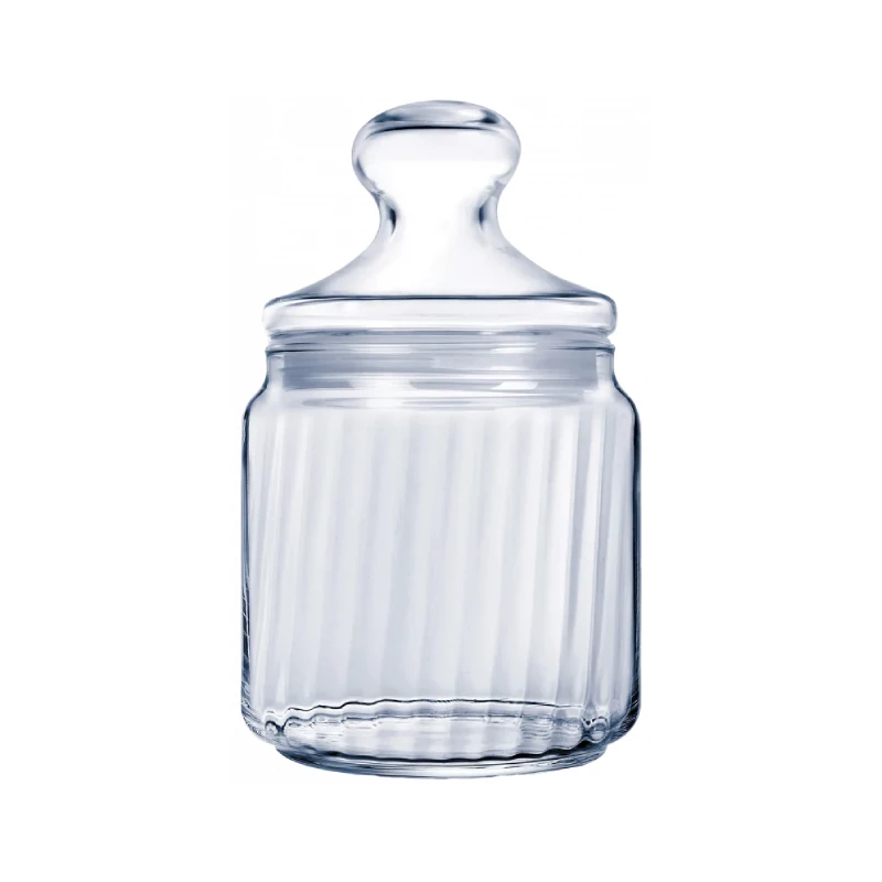 Luminarc Striped Glass Jar 0.75L With Lid, Transparent V9602 1 Luminarc Striped Glass Jar 0.75L With Lid, Transparent V9602