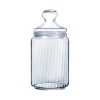 Luminarc Striped Glass Jar 1L with Lid, Transparent V9605
