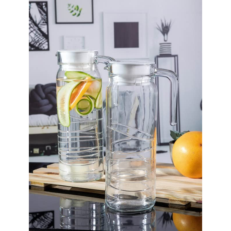 Luminarc Dona Embossment Circle Glass Jug 1L Transparent Q0434 2 Luminarc Dona Embossment Circle Glass Jug 1L Transparent Q0434