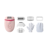 Philips Satinelle Essential Corded Compact Epilator with 7 Accessories, Exfoliation Glove & Carry Pouch, Opti-Light for Legs, Arms & Underarms BRE285