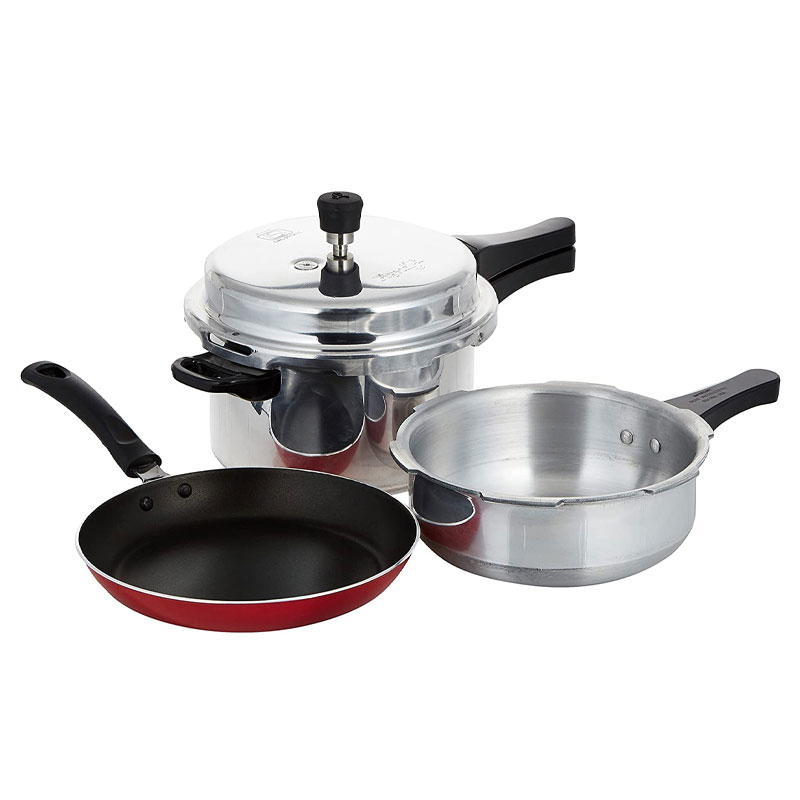 Pigeon Super Combi Pack Pressure Cooker 5L Frypan 24Cm &Amp; Junior Pressure Pan 3.5L 12341 1 Pigeon Super Combi Pack Pressure Cooker 5L Frypan 24Cm &Amp; Junior Pressure Pan 3.5L 12341