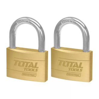 Total Heavy Duty Brass Padlock 40mm, Solid Brass Cylinder with Pins, 4pcs Brass Keys, 2pcs Set TLK32T2402