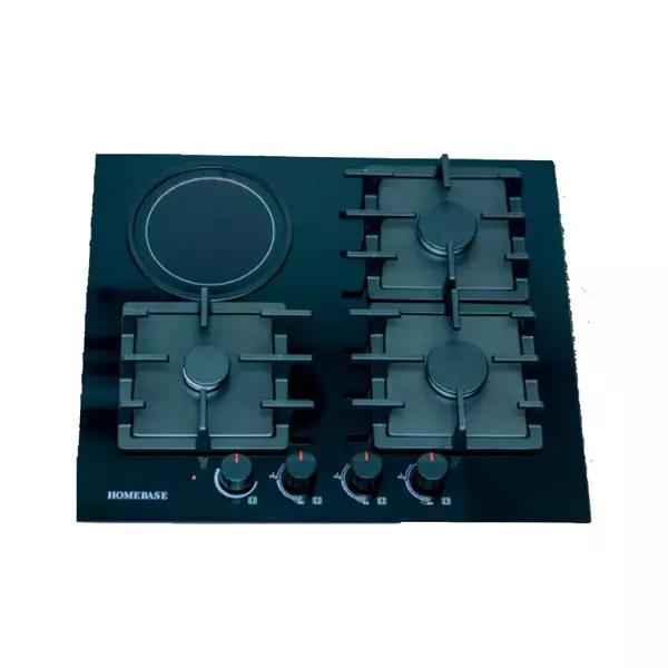 Homebase Built In Cooker 3 Gas Burners, 1 Electric Hot Plate Glass Top Hb-60-4002 1 Homebase Built In Cooker 3 Gas Burners, 1 Electric Hot Plate Glass Top Hb-60-4002