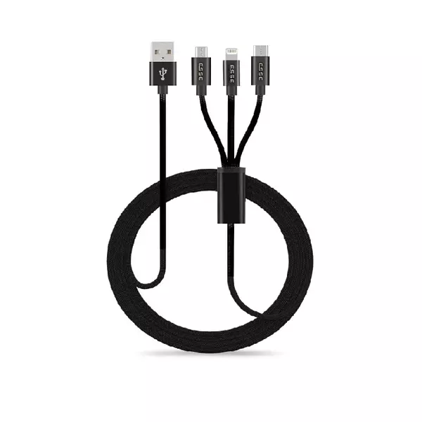 Esse Dyro 3In1 (Lightning+Type C+Micro-Usb) Cable 1M Ecb-Usb37095 1 Esse Dyro 3In1 (Lightning+Type C+Micro-Usb) Cable 1M Ecb-Usb37095