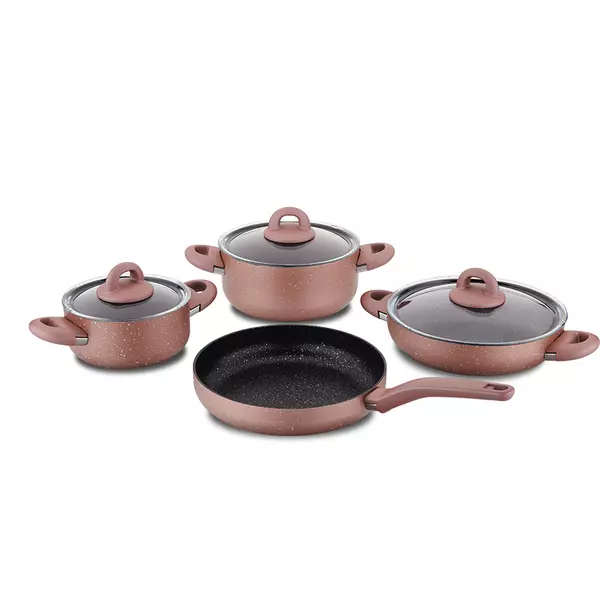 Korkmaz Bella Granite 7Pcs Cookware Set Rosegold A2894 1 Korkmaz Bella Granite 7Pcs Cookware Set Rosegold A2894