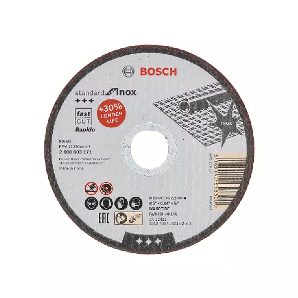 Bosch Standard For Inox Straight Cutting Disc 115 X 1.0 X 22.23Mm 2608603169 1 Bosch Standard For Inox Straight Cutting Disc 115 X 1.0 X 22.23Mm 2608603169