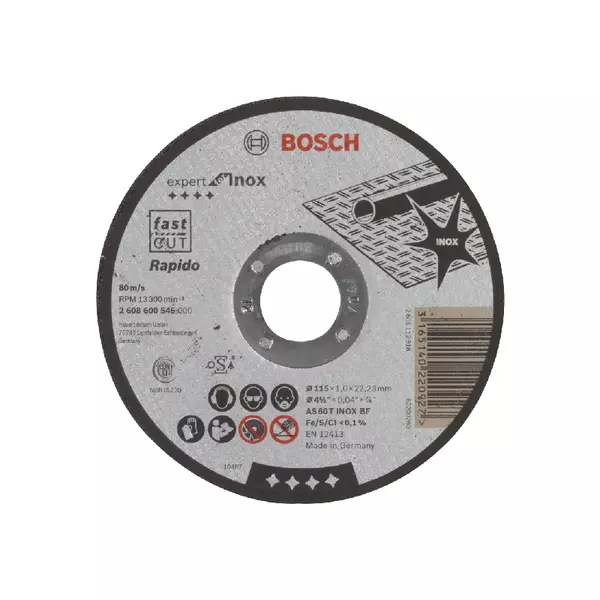 Bosch Expert For Inox Straight Cutting Disc 115 X 22.23 X 1Mm 2608600545