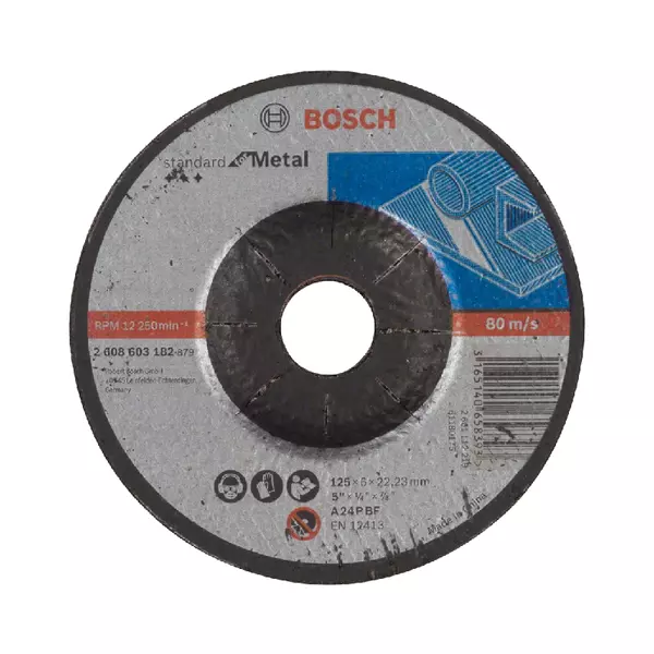 Bosch Standard For Metal Grinding Disc With Depressed Centre 125 X 22.23 X 6.0 Mm 2608603182
