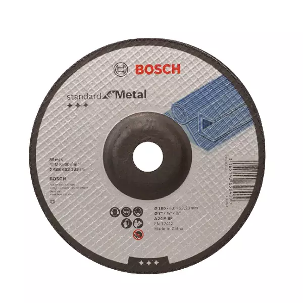 Bosch Standard For Metal Grinding Disc With Depressed Centre 180 X 22.23 X 6.0 Mm 2608603183