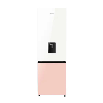 Hisense Refrigerator 350L Bottom Freezer A+ Energy Efficiency Class, Non Plumbed Water Dispenser, Reversible Door White & Pink H450BDP-WD