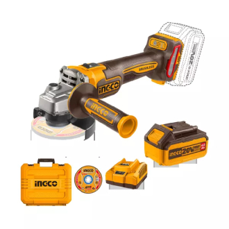 Ingco Cordless Angle Grinder 1000W with Brushless Motor, Cutting Disc, Battery & Charger CAGLI271532