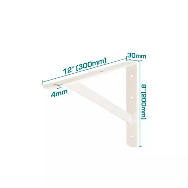Total Heavy Duty Shelf Bracket 8X12&Quot; With 6 Attachment Points, White Thdsb0812 1 Total Heavy Duty Shelf Bracket 8X12&Quot; With 6 Attachment Points, White Thdsb0812