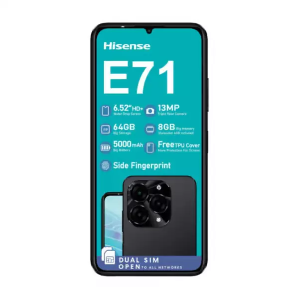 Hisense Mobile Phone E71 Sleek Design 4000Mah 4G Lte, 6.52-Inch Ips Tft Screen, Resolution: 1600 X 720 Pixels , Supports 10W Charging, Bluetooth 5.0 1 Hisense Mobile Phone E71 Sleek Design 4000Mah 4G Lte, 6.52-Inch Ips Tft Screen, Resolution: 1600 X 720 Pixels , Supports 10W Charging, Bluetooth 5.0