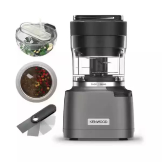 Kenwood Chopper and Grinder 2 in 1 500ml Plastic Bowl 800w Chp80.000si Powerful Metal Grinder and Electric Chopper with Eversharp Quadblades, Dripper Pro, Spatula for Wet Chopping & Dry Grinding