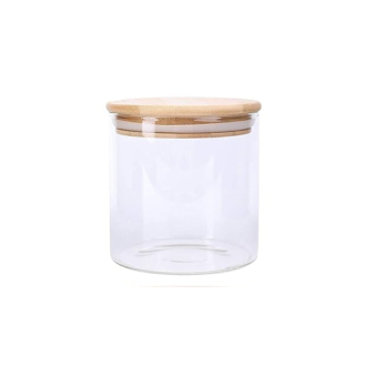 Generic Glass Jar Round with Wooden Lid 10x10cm – Elegant Storage Container for Kitchen & Home R1010(1-8)