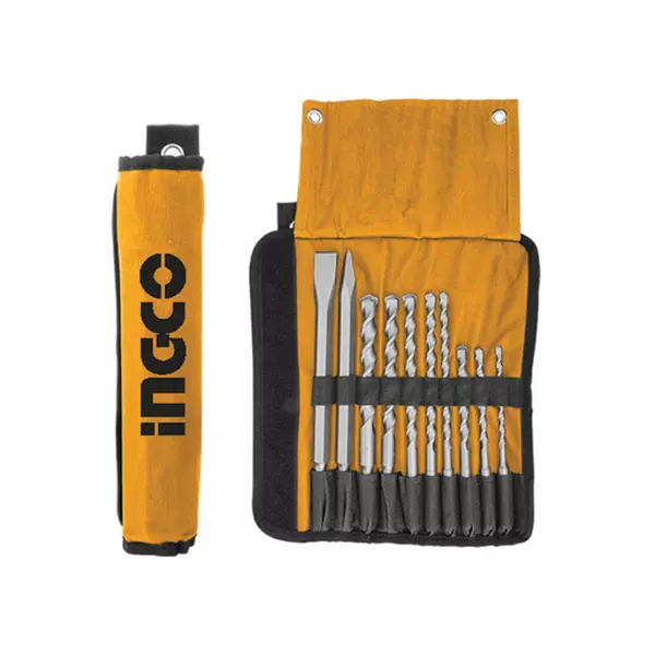 Ingco 10-Piece Hammer Drill Bits And Chisels Set For Versatile Drilling And Chiseling Applications (Akd2101) 1 Ingco 10-Piece Hammer Drill Bits And Chisels Set For Versatile Drilling And Chiseling Applications (Akd2101)