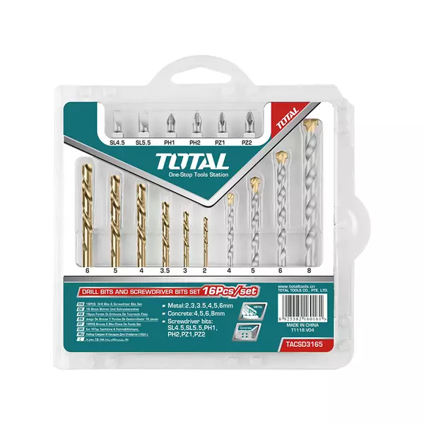 Total Drill Bit Set &Amp; Screw Driver Bit Set 16Pcs Tacsd3165 1 Total Drill Bit Set &Amp; Screw Driver Bit Set 16Pcs Tacsd3165
