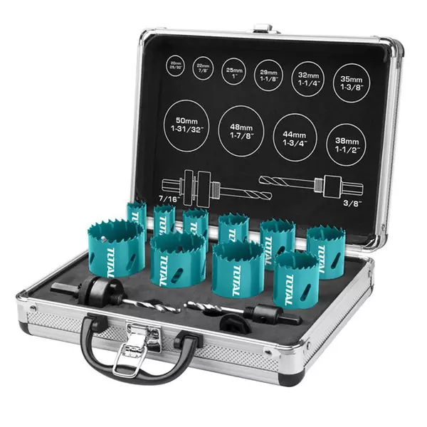 Total Hole Saw Set Bi-Metal 12Pcs Tacsh1121 1 Total Hole Saw Set Bi-Metal 12Pcs Tacsh1121