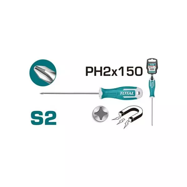 Total Phillips Screw Driver Ph2 X 150Mm Tht26Ph2150 1 Total Phillips Screw Driver Ph2 X 150Mm Tht26Ph2150