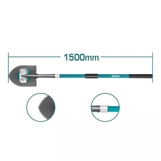 Total Garden Steel Shovel with Fiberglass Handle THTH12101