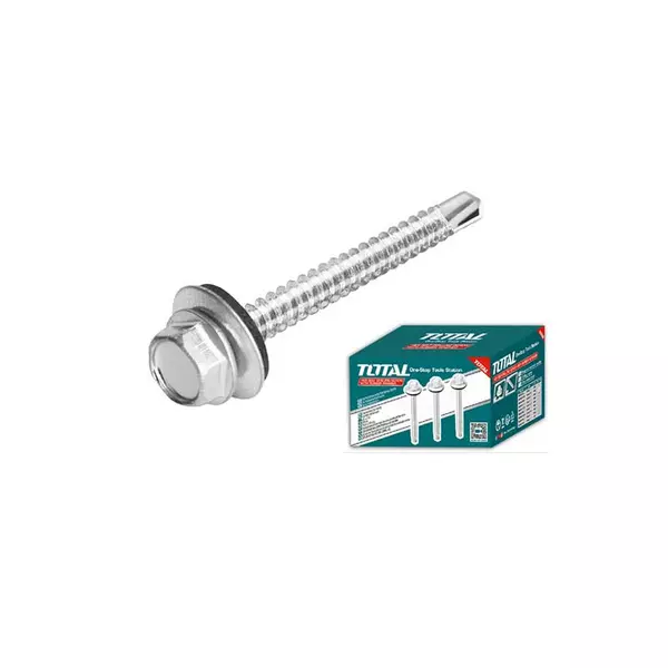Total Self Drilling Hex Screw With Rubber Washer, Zinc Plated 14X3&Quot; (6.3X75Mm) 100Pcs Thwhd1431 1 Total Self Drilling Hex Screw With Rubber Washer, Zinc Plated 14X3&Quot; (6.3X75Mm) 100Pcs Thwhd1431