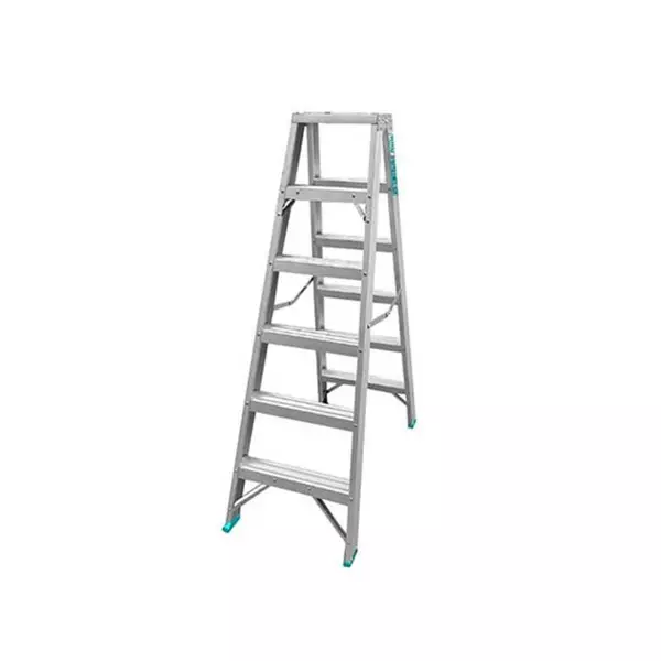 Total Double Sided Folding Ladder Aluminium 2 X 6 Steps, Easily Foldable For Space Saving Storage, Oxidation Thlad01061 1 Total Double Sided Folding Ladder Aluminium 2 X 6 Steps, Easily Foldable For Space Saving Storage, Oxidation Thlad01061