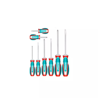 Total Screwdriver Set with S2 Blade, Round Shank TKSDS0826 (Pack of 8pcs)
