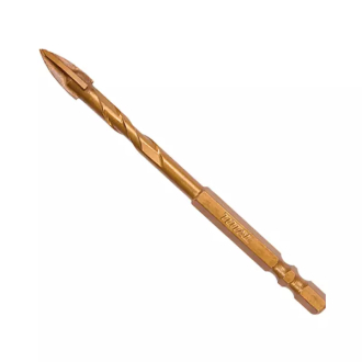 Total Drill Bit for Glass & Tile Cross Tool Head 8 x 85mm Titanium Plated TACG200812