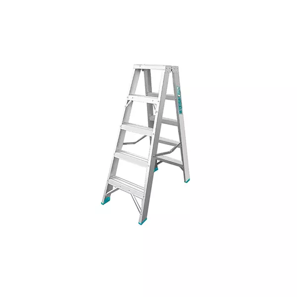 Total Double Sided Folding Ladder Aluminium 2 X 5 Steps, Easily Foldable For Space Saving Storage, Oxidation Thlad01051 1 Total Double Sided Folding Ladder Aluminium 2 X 5 Steps, Easily Foldable For Space Saving Storage, Oxidation Thlad01051