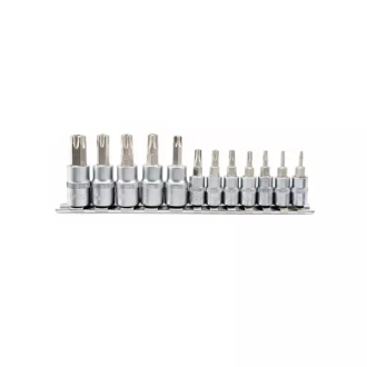Total Torx Bit Socket Spanner Set S2 Chromed Plated 1/4", 3/8" 12pcs THT1438121
