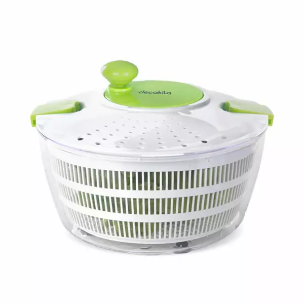 Decakila Colander Salad Spinner 4L Transparent Plastic Bowl Kmtt088W Wash And Spin Dry Salad Greens, Fruits And Vegetables Can Be Sepatated For Easy Use And Cleaning 1 Decakila Colander Salad Spinner 4L Transparent Plastic Bowl Kmtt088W Wash And Spin Dry Salad Greens, Fruits And Vegetables Can Be Sepatated For Easy Use And Cleaning