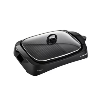 Kenwood Contact Grill Adjustable Temperature Cool Touch Handle 1600w Hg230 - 2 Heat Zones Tempered Glass Lid Oil Drainage Channels Drip Tray