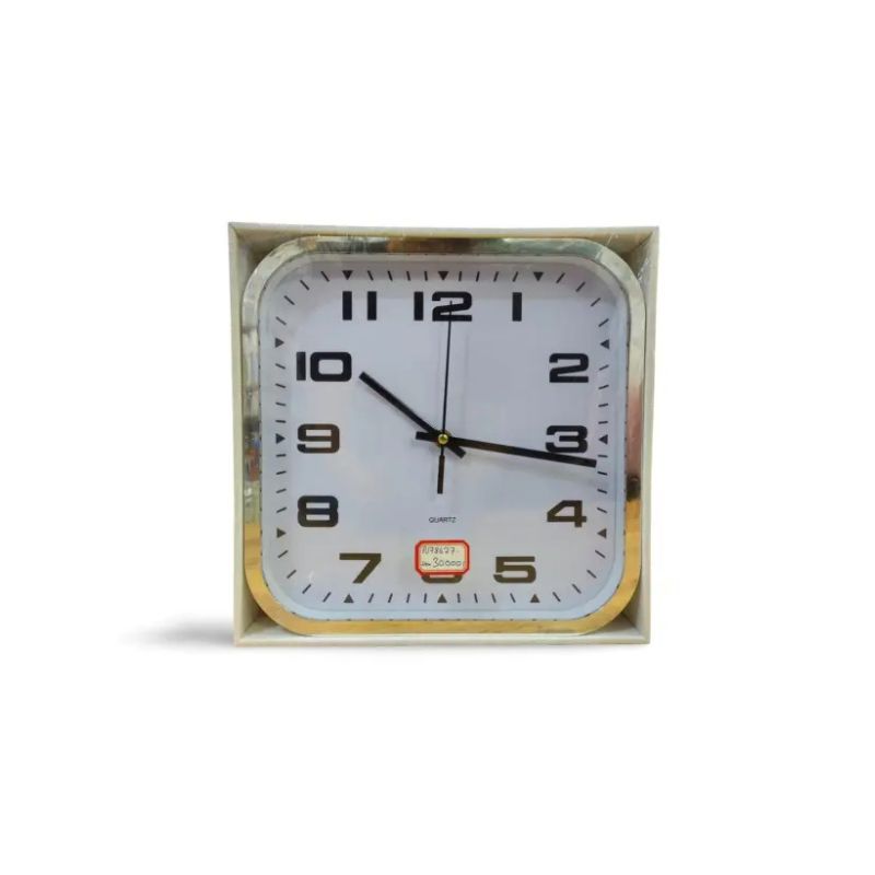 Generic High Quality Fashionable/Elegant Design Medium Size Battery Operated Square Shaped Analog Silent Quartz Wall Clock Silver Outer Rim 1 Generic High Quality Fashionable/Elegant Design Medium Size Battery Operated Square Shaped Analog Silent Quartz Wall Clock Silver Outer Rim