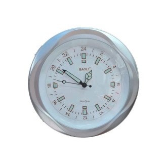 Generic High Quality, Elegant Design Medium Size Battery Operated Luminous Glow In The Dark Round Shaped Analog Silent Quartz Wall Clock White/Silver Border