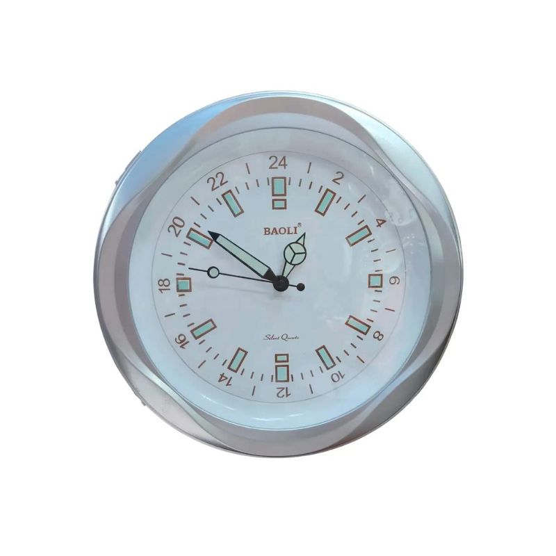 Generic High Quality, Elegant Design Medium Size Battery Operated Luminous Glow In The Dark Round Shaped Analog Silent Quartz Wall Clock White/Silver Border 1 Generic High Quality, Elegant Design Medium Size Battery Operated Luminous Glow In The Dark Round Shaped Analog Silent Quartz Wall Clock White/Silver Border