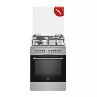 Dolphin Free Standing Cooking Range 60x60, 3 Gas Burners, 1 Electric Hot Plate & Electric Oven, Inox FS06060I-3G1E/E