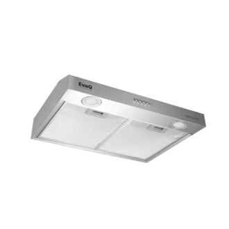 EvoQ Built-In Hood 60cm Slim Silver/Inox Range Hood with 3 Speeds, Dual Motors, LED Lights, and Aluminum Filters ECH-60CS