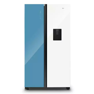 Hisense Side By Side Fridge Blue & White Glass 508L H670SDBL-WD