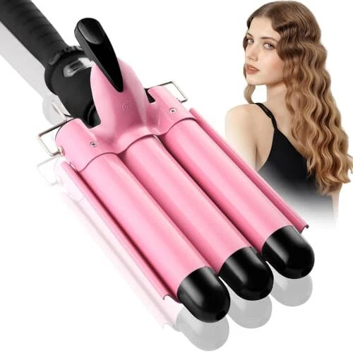 Generic Curling Iron 1-Inch 3 Barrel Hair Waver Wand - Ceramic Heating Styling Tool, Fast Heating, Lcd Display, Adjustable Temperature Hair Crimper. 2 Generic Curling Iron 1-Inch 3 Barrel Hair Waver Wand - Ceramic Heating Styling Tool, Fast Heating, Lcd Display, Adjustable Temperature Hair Crimper.