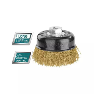 Total Wire Cup Brush with Nut 75mm Soft Golden TAC31035